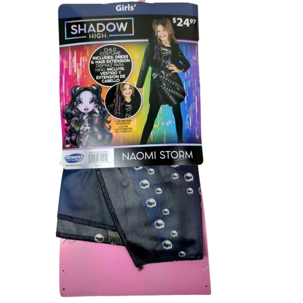 Girls XS Shadow High Naomi Storm Halloween Costume With Dress and Hair Extension